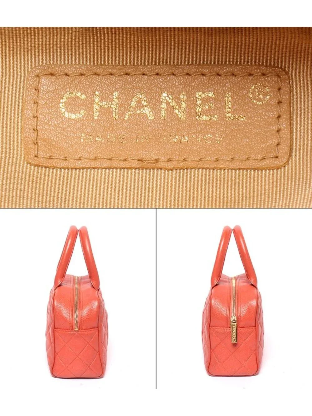 Chanel Handle Mini Boston Bag Quilted Gold